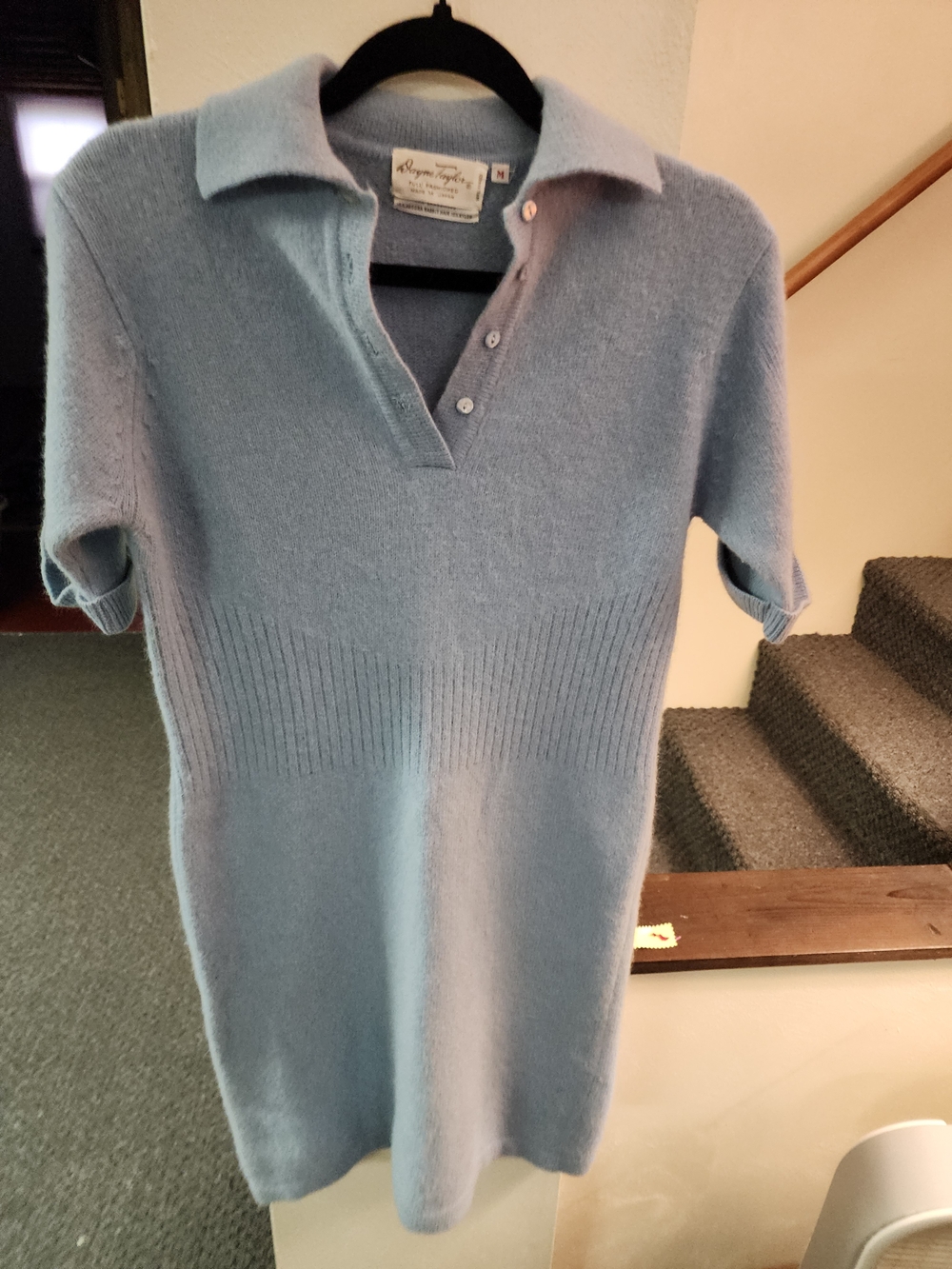 Dayne Taylor Vintage 1960's Light Blue Polo Sweater Dress Lambs wool, Angora